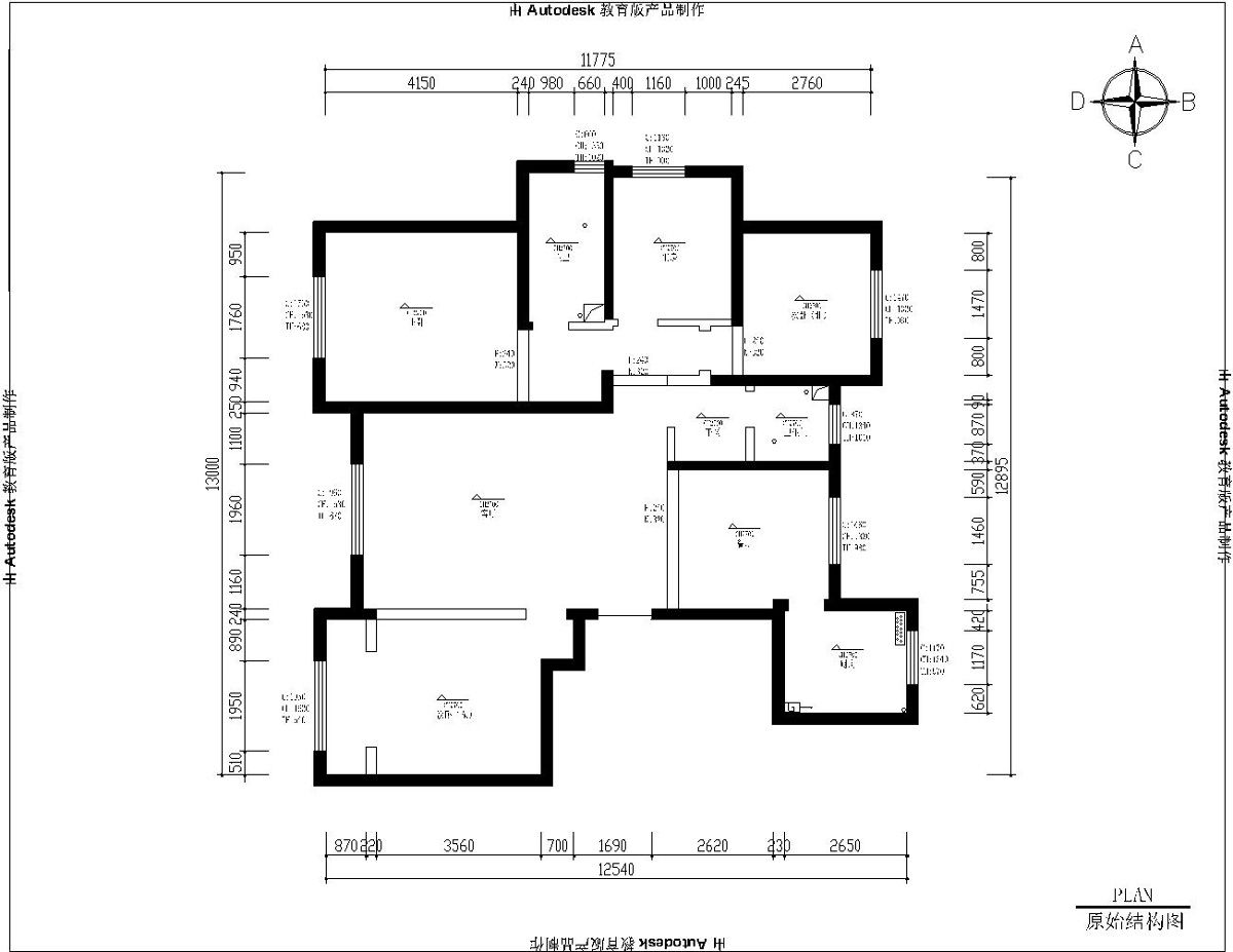 建发枫林湾154㎡原始结构图